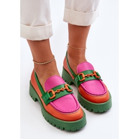 Damen-Ledermokassins mit Dekoration CheBello 4444 Orange mehrfarbig 1