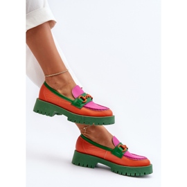 Damen-Ledermokassins mit Dekoration CheBello 4444 Orange mehrfarbig 2