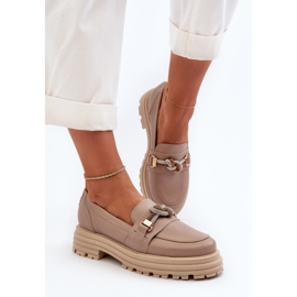 Damen-Ledermokassins mit Verzierung Laura Messi 2780 Dunkelbeige 1