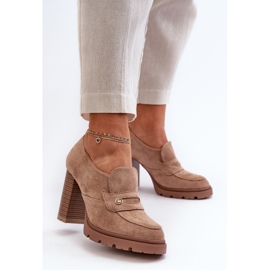 Evento Damen-Schuhe aus Öko-Wildleder mit hohem Absatz in Beige von Larmaves 2