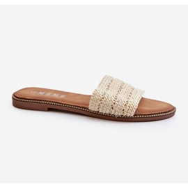Damen-Flip-Flops mit geflochtenen flachen Absätzen, hellbeige Radians 1