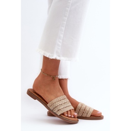 Beige Radians Damen-Flip-Flops mit geflochtenen flachen Absätzen 2