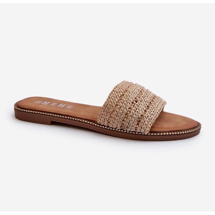 Beige Radians Damen-Flip-Flops mit geflochtenen flachen Absätzen 1