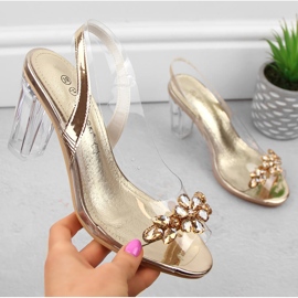 Transparente Damen-Sandalen mit hohen Absätzen und goldenen Zirkonen Potocki WS43305 1