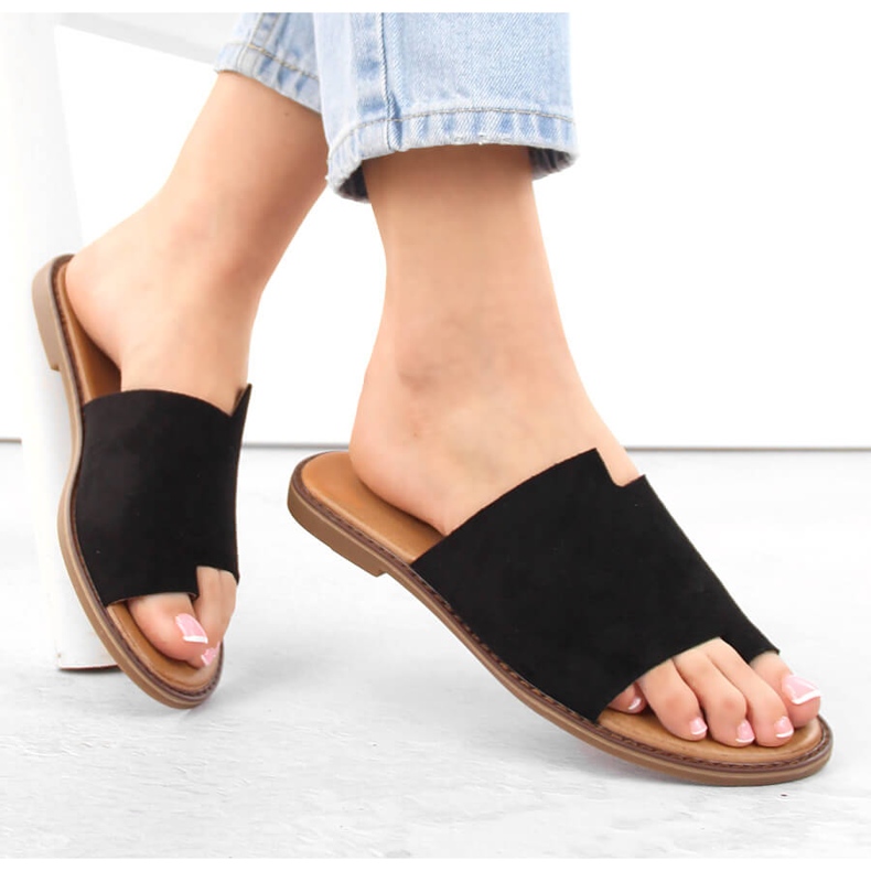 Damen-Flipflops aus Wildleder, schwarz eVento 4586 1