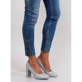 Lackierte Pumps mit breitem Absatz m263p Grau 1