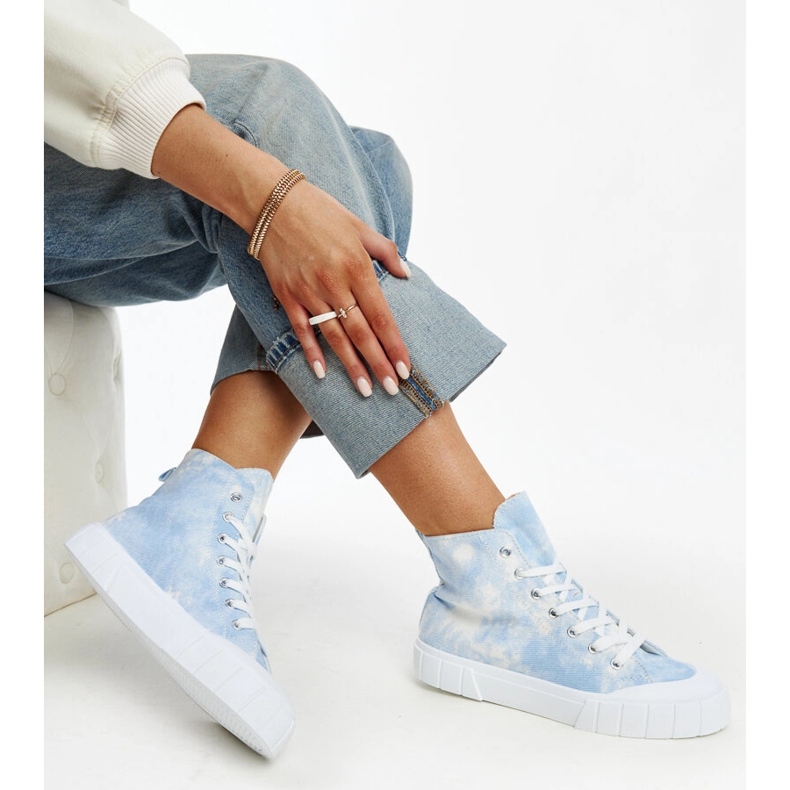 Raissa blaue High-Top-Sneaker aus Stoff 1