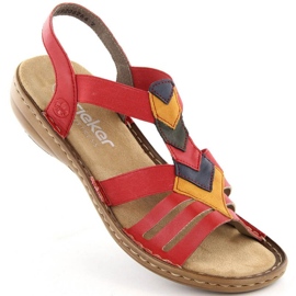 Bequeme Sandalen mit Gummibändern Rieker W RKR690 rot 1