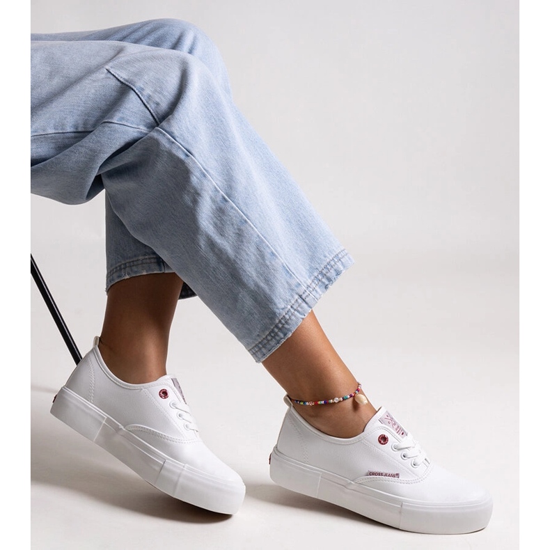 Weiße Damen-Sneaker mit dicker Sohle, Cross Jeans 1