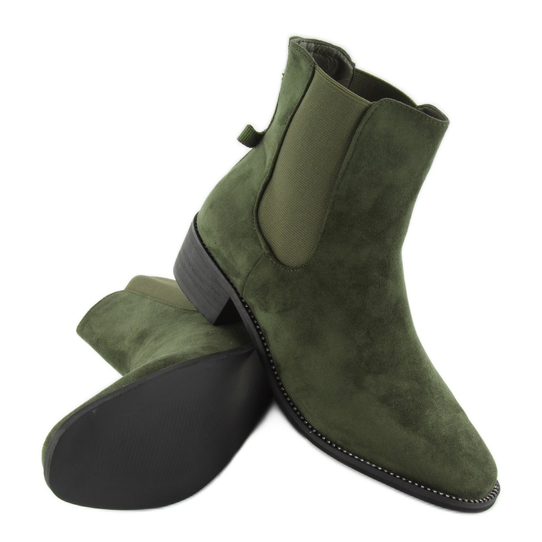 Schlanke Jodhpur-Stiefel mit grüner Schleife M270 1