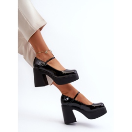 Damen-Lacklederschuhe mit Plateau und hohem Absatz Big Star NN274004 Schwarz 1