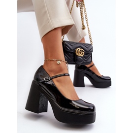 Damen-Lacklederschuhe mit Plateau und hohem Absatz Big Star NN274004 Schwarz 2