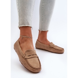 Klassische Damen-Wildledermokassins in Dunkelbeige von Glimris 2