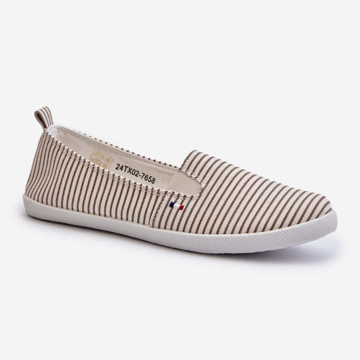 Beige gestreifte Pazaria-Slip-On-Sneaker für Damen 1