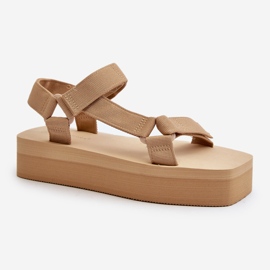 Damen Plateausandalen Beige Edireda 1