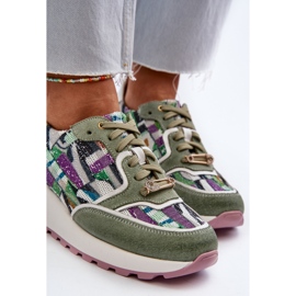 Damen-Ledersneaker auf der Plattform Maciejka 06390-09 Celadon grün 2