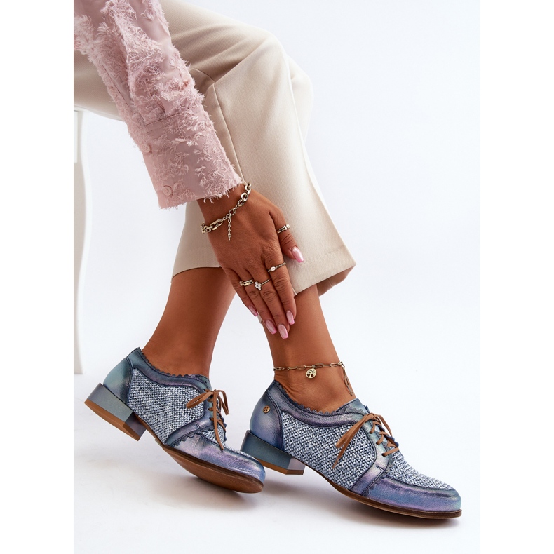 Damen-Schnürschuhe Naturleder Maciejka 06452-06 Blau 1