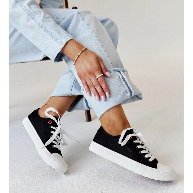 Damen-Sneaker von Cross Jeans aus schwarzem Stoff 1