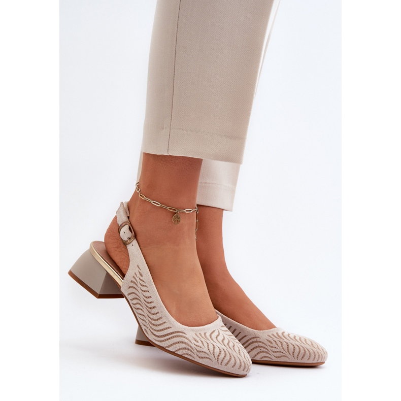 Beige Block-Pumps mit hohem Absatz von Gemifa 2