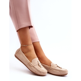 Klassische Mokassins aus Wildleder für Damen in Beige 3