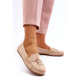 Klassische Mokassins aus Wildleder für Damen in Beige 1