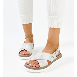 Silberne Leder-Plateausandalen Ithar grau 1