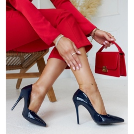 Marineblaue Lack-Stilettos mit Jadoin-Ledereinsatz 1