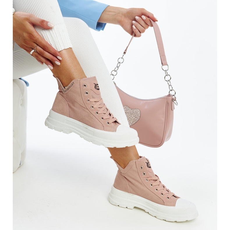 Hohe rosa Sneaker mit Vertiefungen von Nura 1