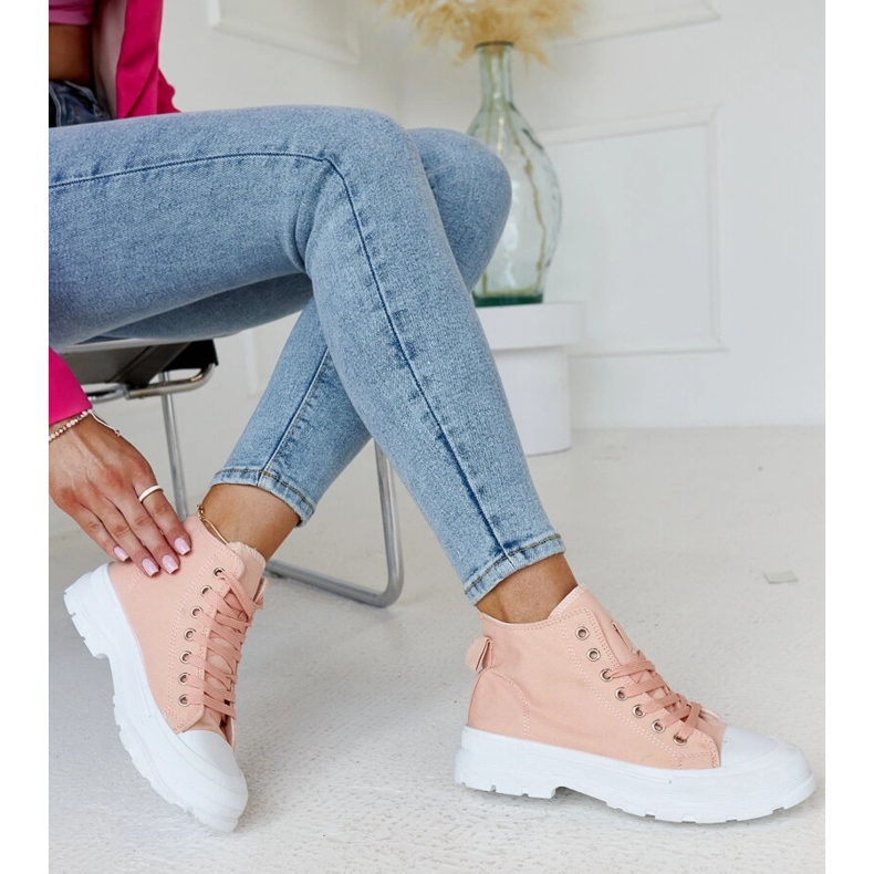 Hohe, rosafarbene, massive Alhandra-Sneaker 1