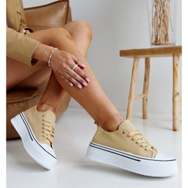 Dunkelbeige Sneaker mit dicker Bahira-Sohle 1