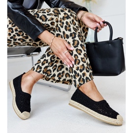 Schwarze, bestickte Seila-Espadrilles 1