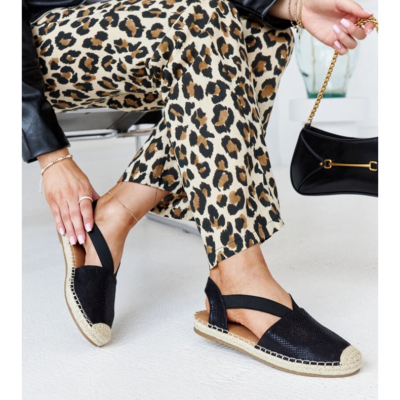 Schwarze Espadrilles mit offenem Absatz Tharna 1