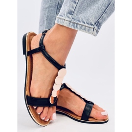 Ennes Schwarze Sandalen mit Goldverzierung 2