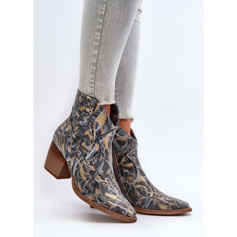 Damen-Cowboystiefel aus Leder mit hohem Absatz Maciejka 05776-13 Blau 2