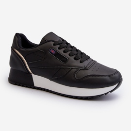 Schwarze Schnür-Sportschuhe „Merida“ aus Leder mit Plateausohle 1