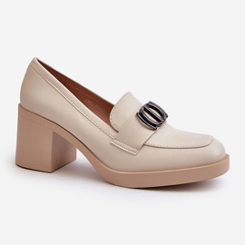 Jezzi Damenschuhe mit hohem Absatz und Verzierung, Beige Nedarea 2
