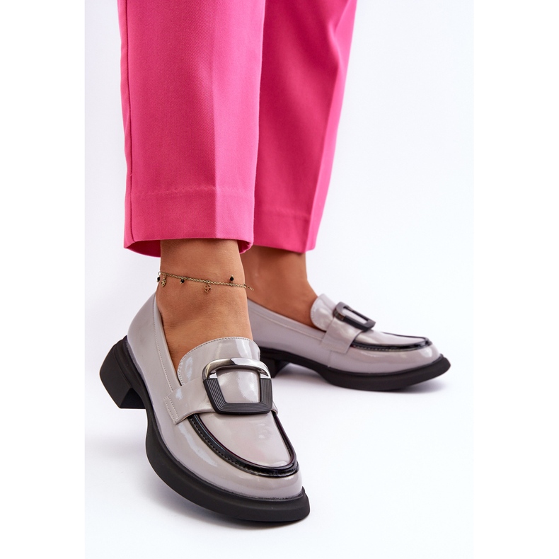 Vinceza Damen-Mokassins aus Lackleder in Grau von Fidodia 2