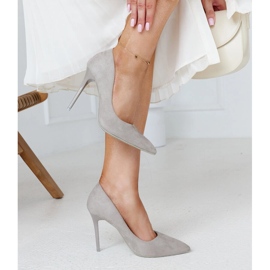 Graue High Heels mit Ledereinsatz Amedie 2