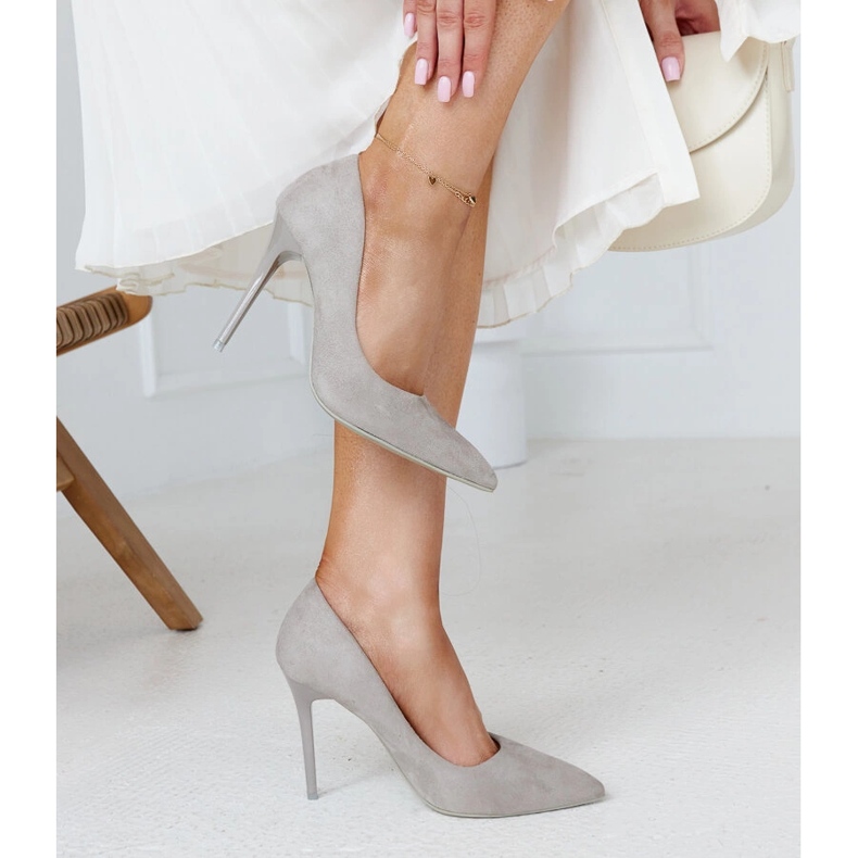 Graue High Heels mit Ledereinsatz Amedie 2