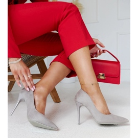 Graue High Heels mit Ledereinsatz Amedie 1