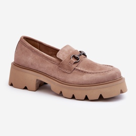 Vinceza Klobige Damen-Loafer aus beigem Wildleder Neloria 2