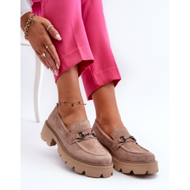 Vinceza Klobige Damen-Loafer aus beigem Wildleder Neloria 1