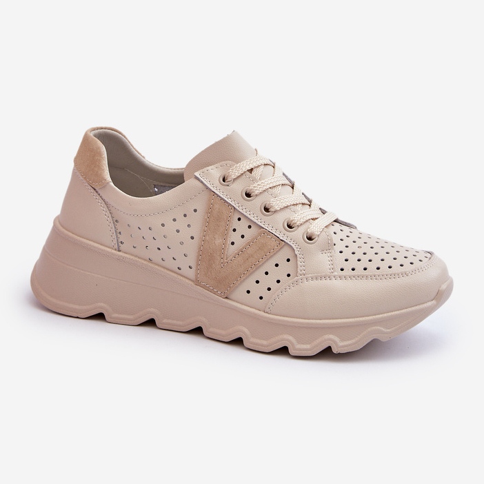 Vinceza Leichte Damen-Sportschuhe aus Leder in Beige von Eleonori 1
