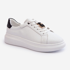 Vinceza Damen-Ledersneaker mit Teddybär, Weiß Mirven 2