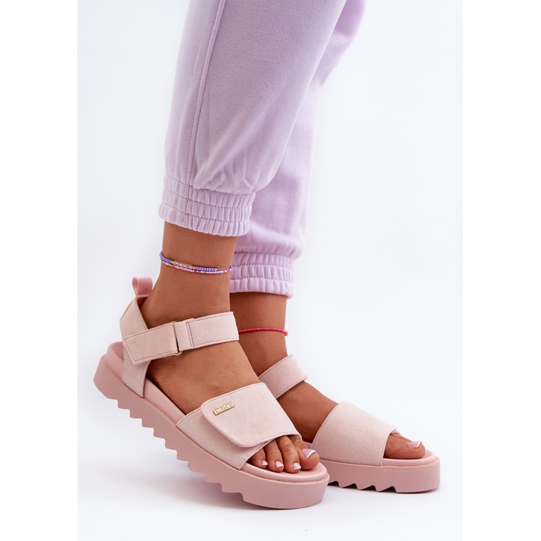 Damen-Sandalen aus Wildleder auf der Big Star-Plattform NN274701 Pink rosa 2