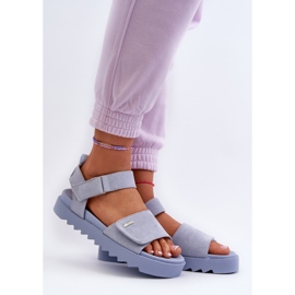 Damen-Sandalen aus Wildleder auf der Big Star-Plattform NN274706 Blau 2