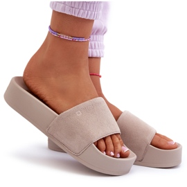Damen-Slides aus Wildleder auf der Plattform Big Star NN274A671 Beige 9