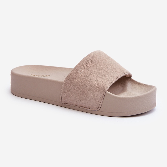 Damen-Slides aus Wildleder auf der Plattform Big Star NN274A671 Beige 1