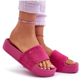 Damen-Slides aus Wildleder auf der Plattform Big Star NN274A672 Fuchsia rosa 10