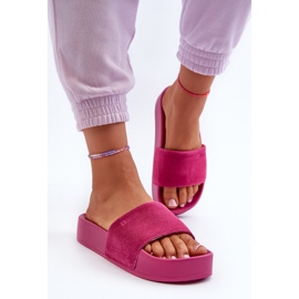 Damen-Slides aus Wildleder auf der Plattform Big Star NN274A672 Fuchsia rosa 5